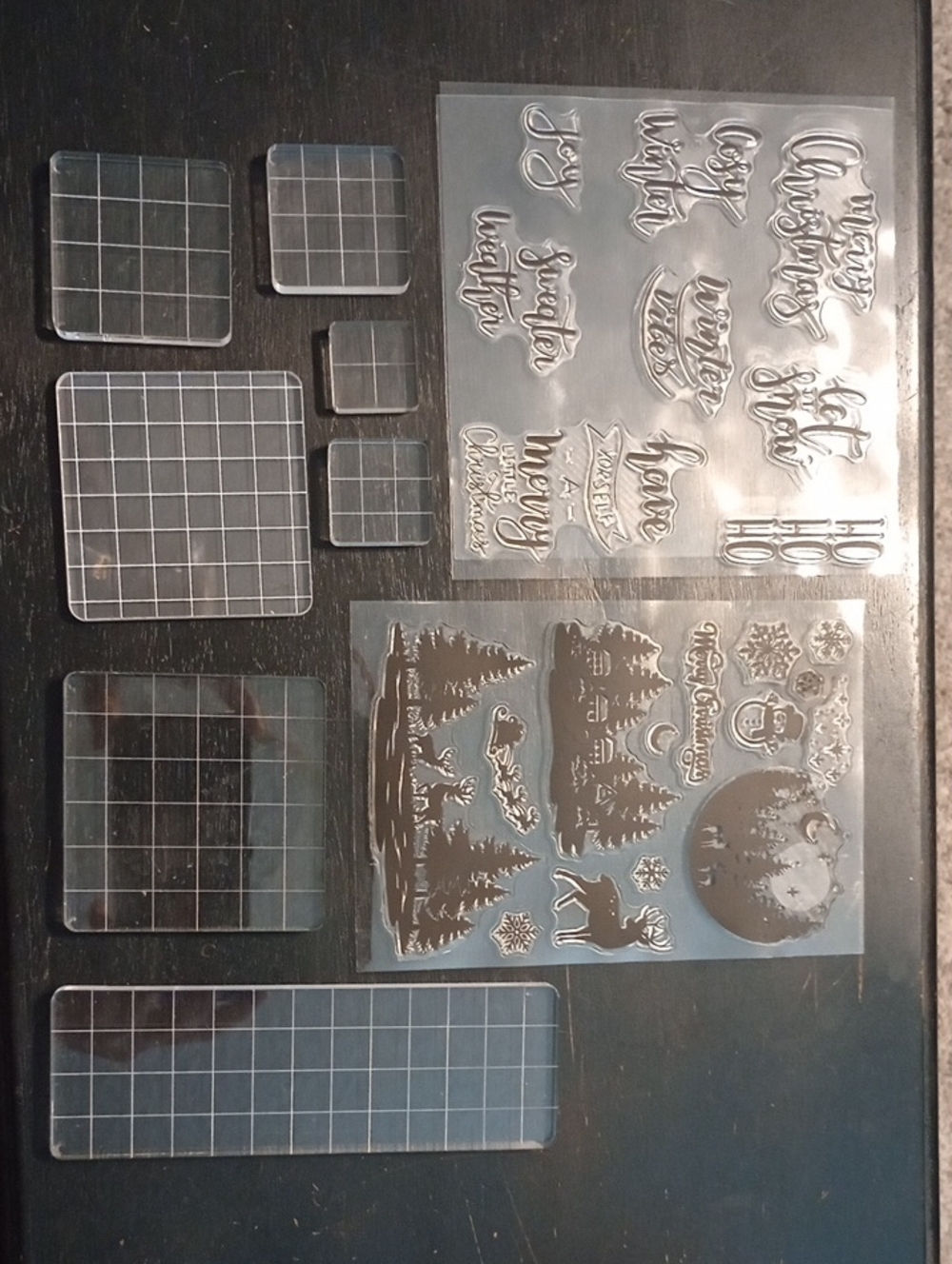 Clear Acrylic Holiday Stamp Blocks and Winter Christmas Silicone Stamp Set